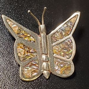 Butterfly Pendant with unique inlay 925 sterling silver